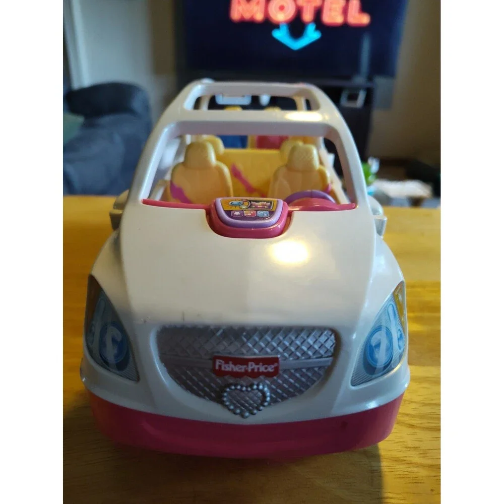 Fisher Price Loving Family Dollhouse SUV Van White Pink Musical Car 2014 Works